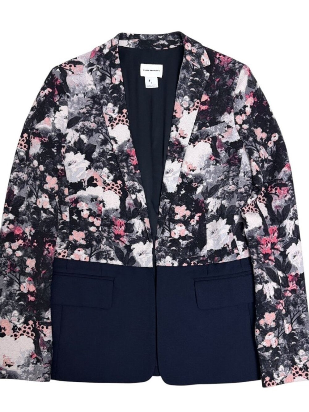 CLUB MONACO Blazer Jacket Floral Open Front Luxury Business Casual Coat Womens 0